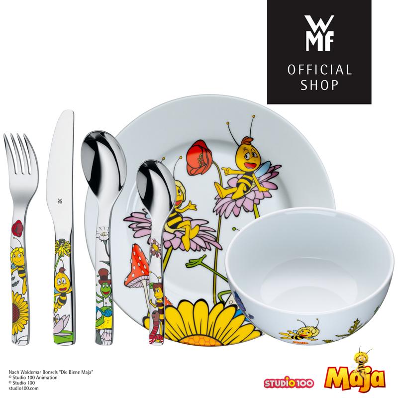 WMF Kindergeschirr-Set 6-teilig, Kindergeschirr mit Kinderbesteck, ab 3 Jahre, Cromargan hochwertiger Edelstahl poliert, spülmaschinengeeignet, Geschenkset