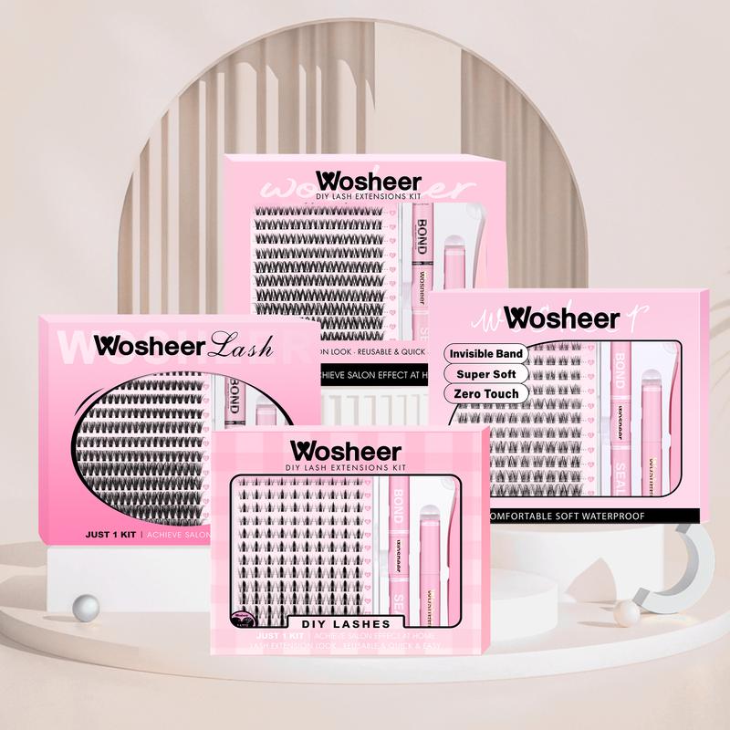 Wosheer Lash Clusters Kit ROUGEE MUGGY MATTE VIKKI LAYZ wasserfest, weich und natürlich, federleicht und gefühllos – Luxuriöses DIY-Augen-Curl-Set
