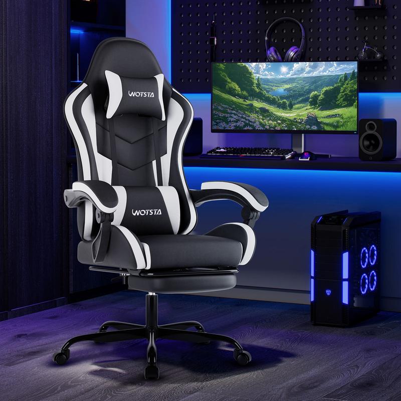 WOTSTA-Ergonomischer Gaming-Stuhl,Geschenke für männer, aus wasserdichtem PU-Leder, erfordert Selbstmontage, Gaming-Möbel.