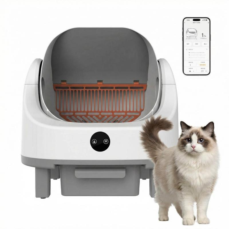 XXL automatischer Katzentoilette mit intelligenter Steuerung und Sensoren, offener Aufbau, großer 9L Abfallbehälter