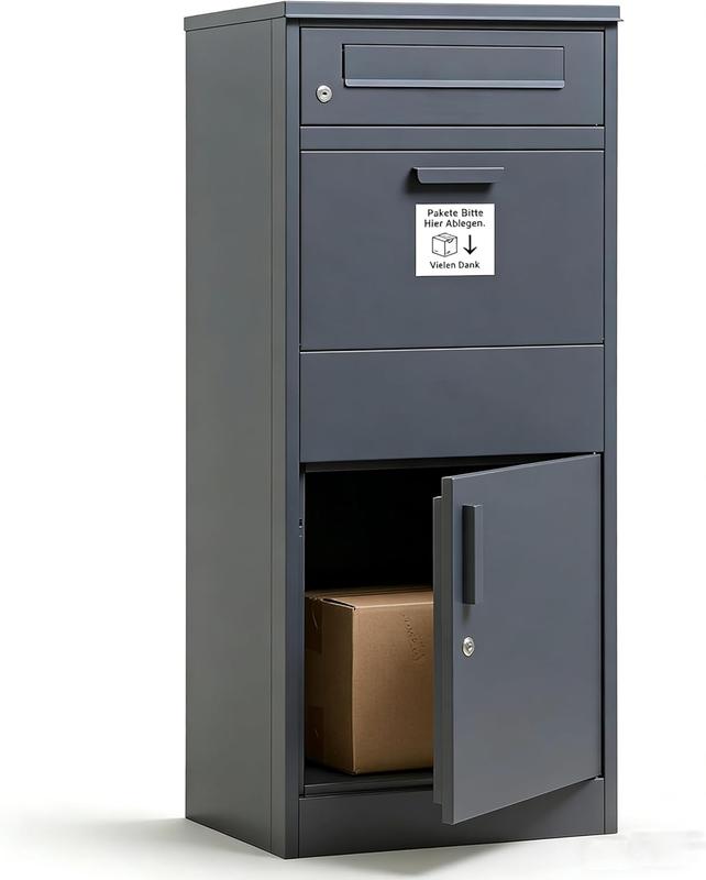 XXL Paketbox Briefkasten für Außenbereich Wetterfester Paketbriefkasten mit Postfach & Zahlenschild Anthrazit 112x50x39cm Multifunktionaler Allrounder Klappbar & Platzsparend
